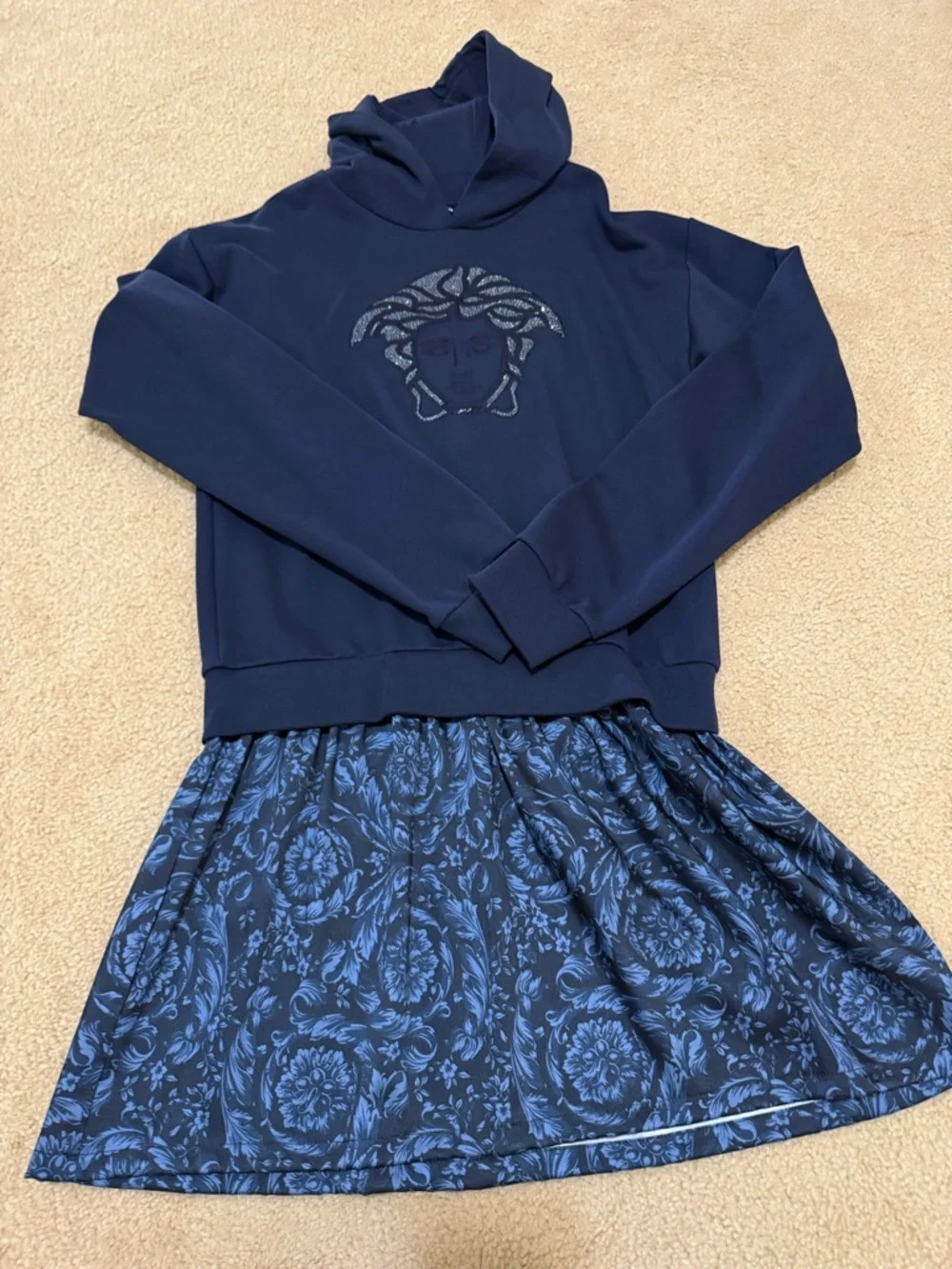 NWT! Versace Girls Navy Crystal Front Dress - 14Y - Picture 4 of 8